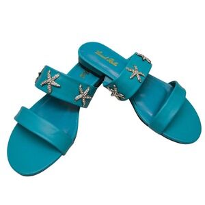 Lunnah Bella Turquoise Starfish Rhinestone Slide Sandals 26327-114 Womens 6M